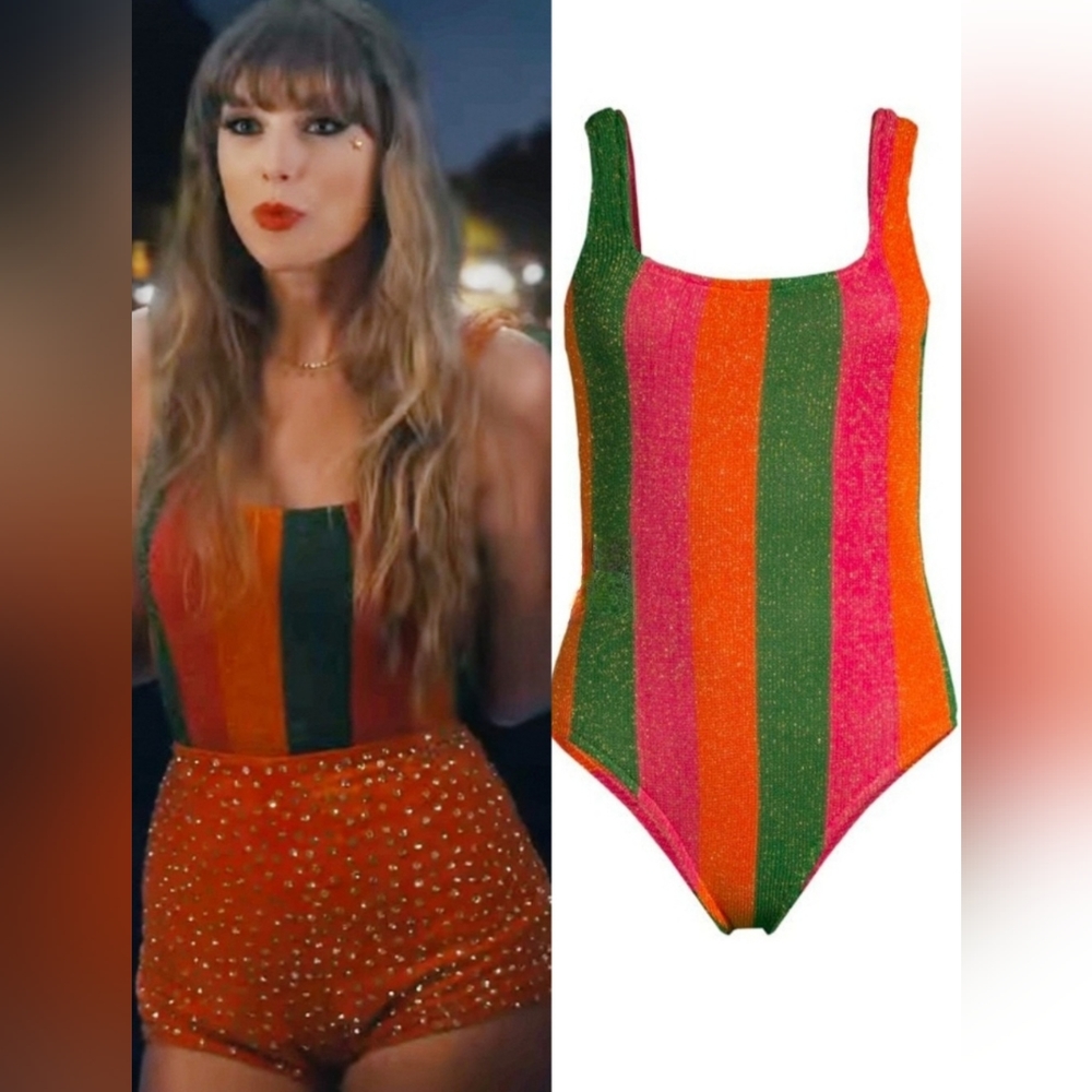 Taylor Swift Farm Rio Shimmer Striped Swimsuit - Anti Hero